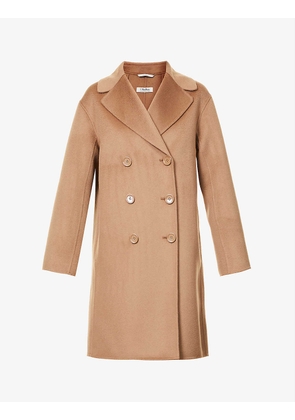 Double-breasted peak-lapel wool and cashmere-blend coat