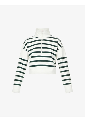 Striped quarter-zip cotton-jersey sweatshirt