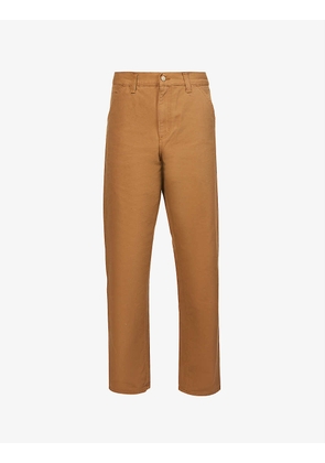 Single Knee branded relaxed-fit straight-leg organic-cotton trousers