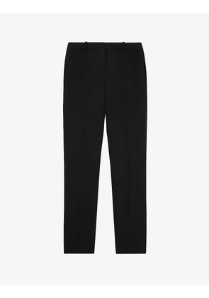 Tapered-leg mid-rise wool trousers