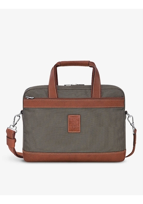 Boxford logo-embossed canvas and leather briefcase