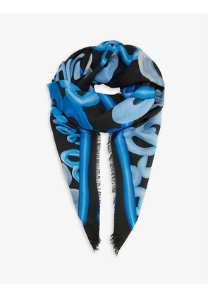 Anagram-print wool, silk and cashmere blend scarf