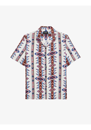 Graphic-print relaxed-fit woven shirt