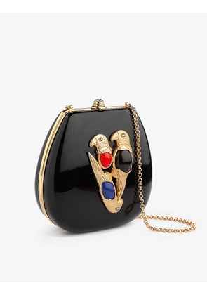 Parrot resin and 24ct yellow gold-plated brass cross-body bag