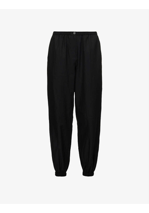 Taio high-rise silk and cotton-blend trousers