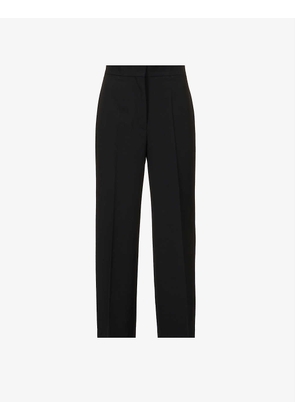 Straight-leg high-rise woven twill trousers
