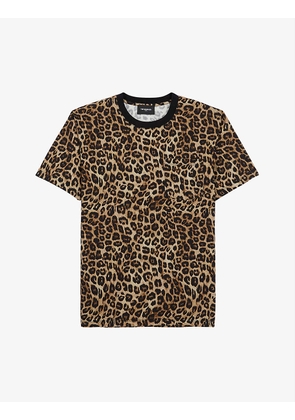 Leopard-print crew-neck cotton T-shirt