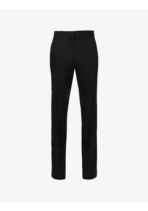 Centre-creased straight-leg mid-rise stretch-woven trousers