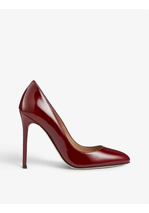 Ivone round-toe patent-leather court shoes