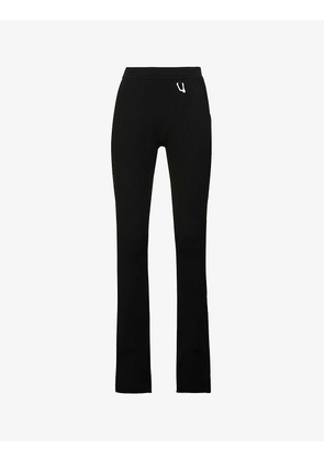 Identic flared-leg mid-rise knitted trousers