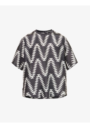 Geometric-print relaxed-fit silk T-shirt
