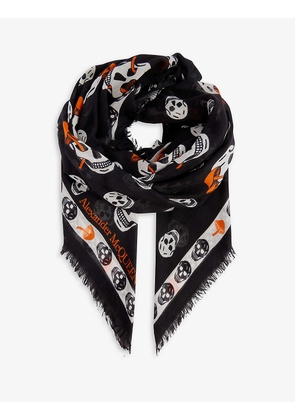 Biker skull-print woven scarf