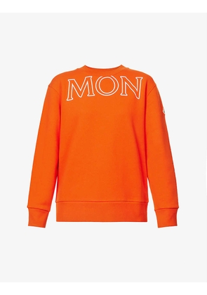 Brand-print ribbed-trim cotton sweatshirt
