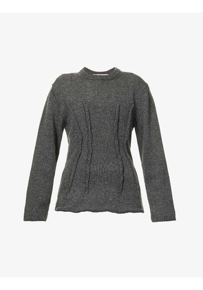 Exposed-seam drop-shoulder wool jumper