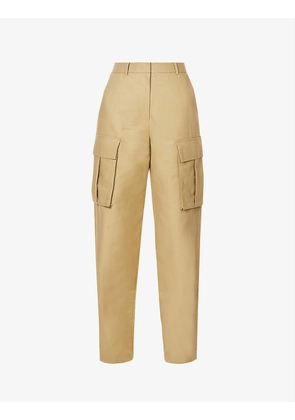 Gia wide-leg high-rise cotton-woven trousers