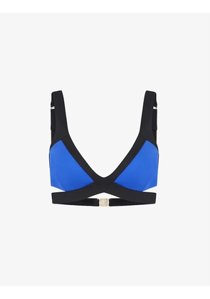 Mazzy V-neck stretch-woven bikini top