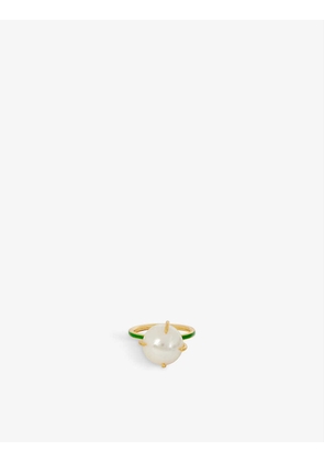 Pearl-embellished 18ct yellow gold-pated sterling-silver ring