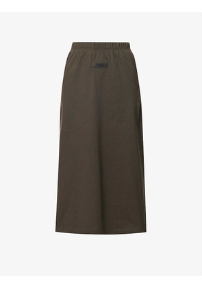 ESSENTIALS brand-badge cotton-jersey midi skirt