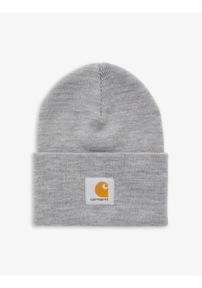 Watch brand-patch woven-knit beanie
