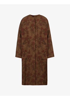 Cadrian floral-print relaxed-fit wool coat