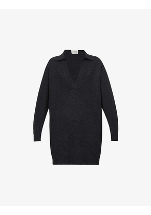 V-neck relaxed-fit cashmere dress