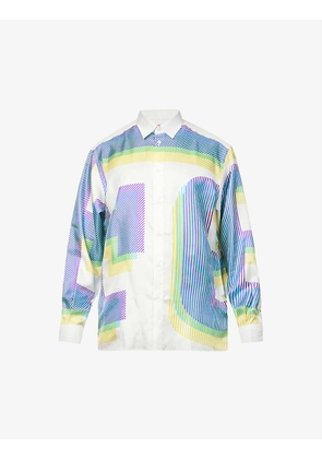 Flunga holographic logo-print silk shirt