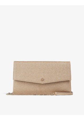 Layla glitter-detail faux-leather envelope clutch bag