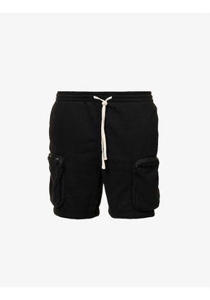 Drawstring-waist regular-fit cotton-blend cargo shorts