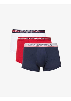 Pack of three logo-embroidered stretch-cotton trunks
