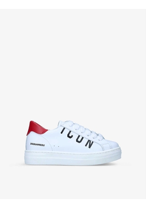 Icon logo-print leather trainers 3-5 years