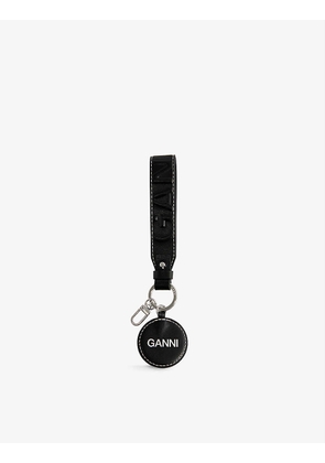 Smiley branded recycled-leather keyring