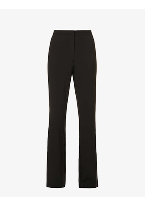 Flared-leg high-rise stretch-woven trousers