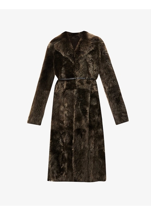 Regular-fit belted shearling coat