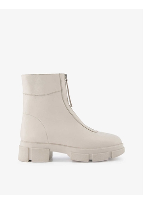 Path chunky-soled zip-up leather ankle boots