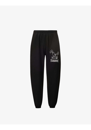 Porno Bunny brand-print stretch-cotton jogging bottoms
