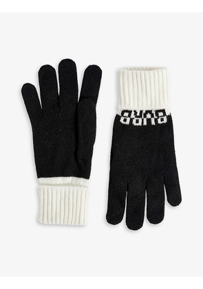 Logo-embossed ribbed-trim cashmere-blend gloves