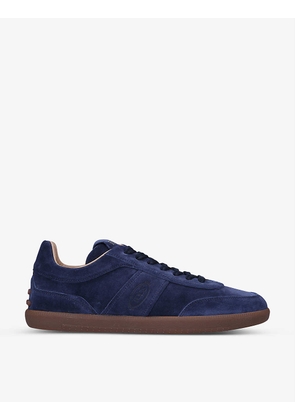 Cassetta logo-embossed suede low-top trainers