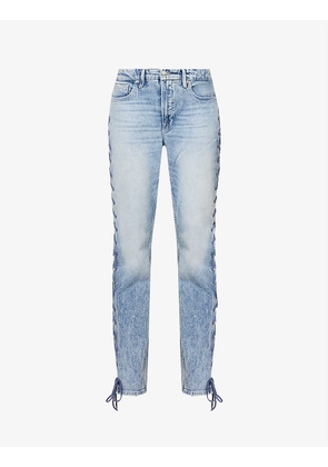 Good Icon straight-leg lace-up stretch-recycled denim jeans