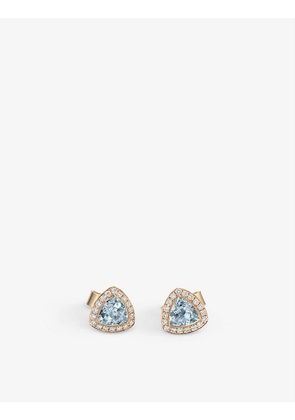 Shapes 18ct rose-gold, 0.17ct brilliant cut diamond and 0.62ct tricorn-cut aquamarine stud earrings