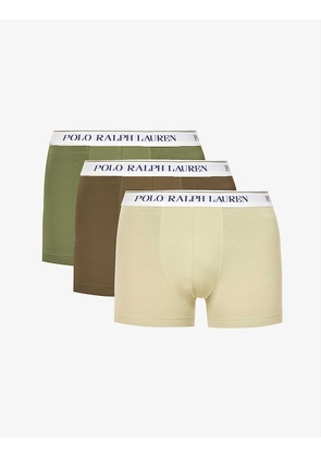 Pack of three brand-embroidered stretch-cotton trunks