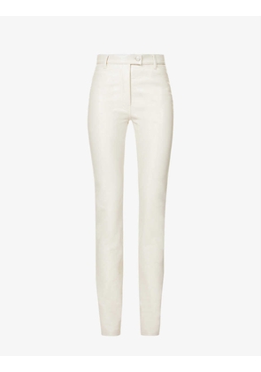 Vinyl straight-leg mid-rise stretch cotton-blend trousers