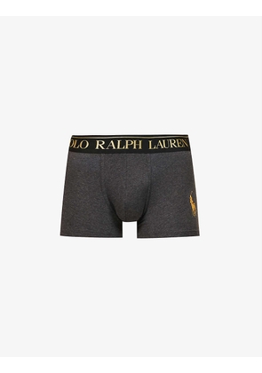 Logo-embroidered branded-waistband stretch-cotton trunks