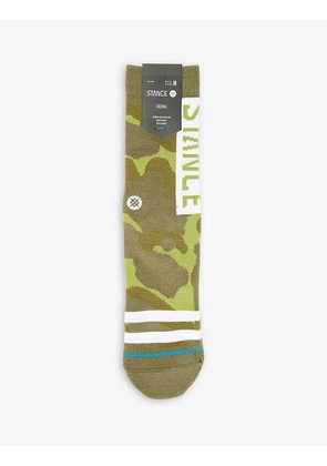Camouflage-print cotton-blend socks