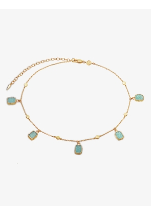 Lena 18ct yellow gold-vermeil and amazonite choker necklace