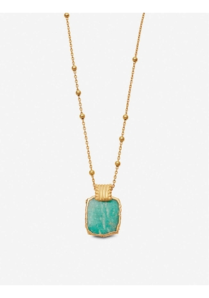 Lena 18ct yellow gold-vermeil and amazonite charm necklace