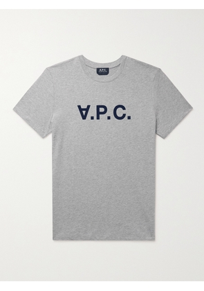 A.P.C. - Logo-Flocked Cotton-Jersey T-Shirt - Men - Gray - XS