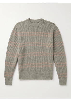 Nudie Jeans - Gurra Striped Ribbed Wool Sweater - Men - Green - S