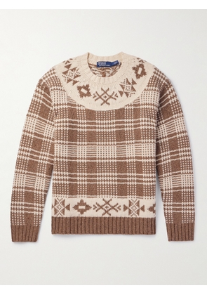 Polo Ralph Lauren - Checked Wool and Linen-Blend Sweater - Men - Neutrals - S