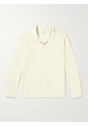 Altea - Luke Camp-Collar Garment-Dyed Cotton-Flannel Shirt - Men - Neutrals - S