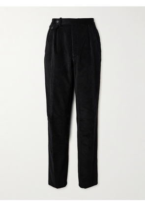 Ralph Lauren Purple Label - Slim-Leg Pleated Cotton-Corduroy Suit Trousers - Men - Black - UK/US 30